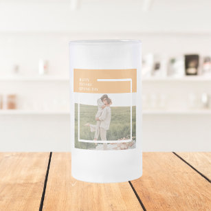 Modern Family Photo& Happy Thanksgiving Day Gift Frosted Glass Beer Mug