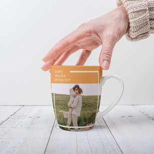Modern Family Photo& Happy Thanksgiving Day Gift Latte Mug
