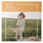 Modern Family Photo& Happy Thanksgiving Day Gift Tile<br><div class="desc">Modern Family Photo & Happy Thanksgiving
Best Gift For Your Friends And Family,  Personalized Thanksgiving Text With Autumn Colours.</div>