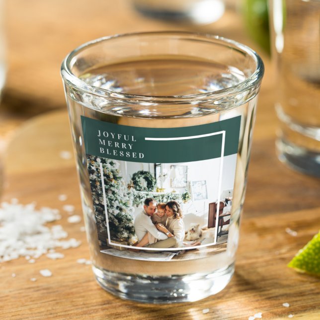 Modern Family Photo | Joyful Merry Blessed | Green Shot Glass (Creator Uploaded)