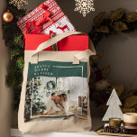 Modern Family Photo | Joyful Merry Blessed | Green Tote Bag<br><div class="desc">Modern Family Photo | Joyful Merry Blessed | Green</div>