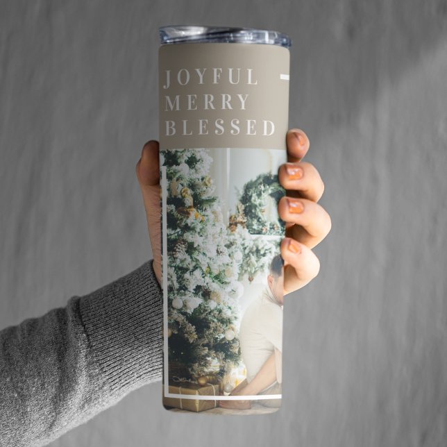 Modern Family Photo | Joyful Merry Blessed  Thermal Tumbler (Creator Uploaded)