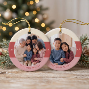 Modern Family Photo Keepsake Christmas Ceramic Ornament