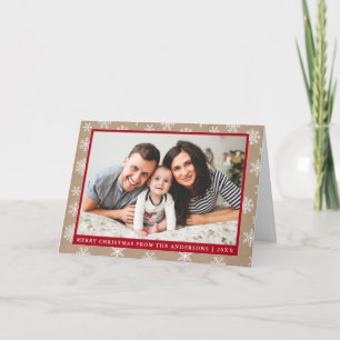 Modern Family Photo Kraft Snowflake Folded Holiday Card