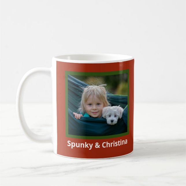 Modern Family Photo Merry Christmas Personalize  Coffee Mug (Left)