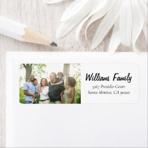 Modern Family Photo Minimal Script Address Label