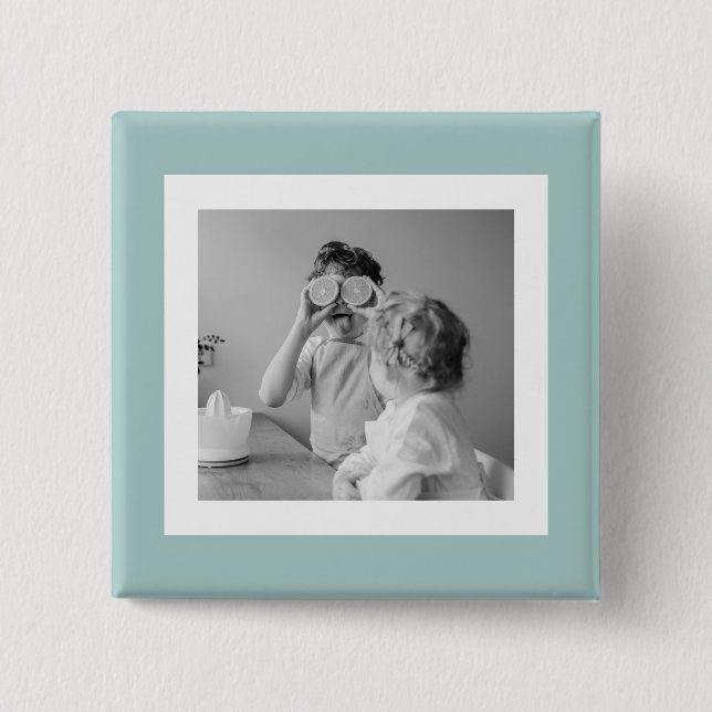 Modern  Family Photo Mint Simple Lovely Gift 2 Inch Square Button (Front)
