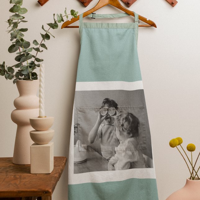 Modern  Family Photo Mint Simple Lovely Gift Apron (Creator Uploaded)