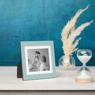 Modern  Family Photo Mint Simple Lovely Gift Plaque