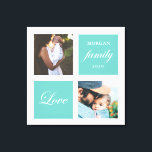 modern family photo pastel monogram canvas print<br><div class="desc">Pastel colour palette two photo customized wall art with elegant script "love" and "family" and your own monogram and date. Beautiful personalized home decor accent</div>