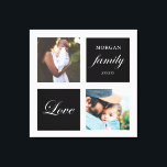 modern family photo pastel monogram canvas print<br><div class="desc">Pastel colour palette two photo customized wall art with elegant script "love" and "family" and your own monogram and date. Beautiful personalized home decor accent</div>