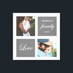 modern family photo pastel monogram canvas print<br><div class="desc">Pastel colour palette two photo customized wall art with elegant script "love" and "family" and your own monogram and date. Beautiful personalized home decor accent</div>