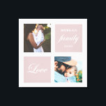 modern family photo pastel monogram canvas print<br><div class="desc">Pastel colour palette two photo customized wall art with elegant script "love" and "family" and your own monogram and date. Beautiful personalized home decor accent</div>