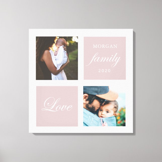 modern family photo pastel monogram canvas print (Front)