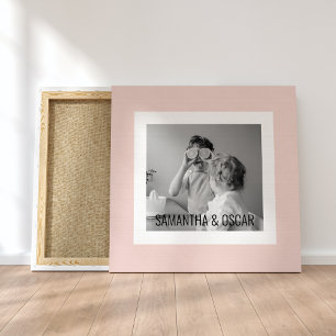 Modern  Family Photo Pastel Pink Simple Gift Canvas Print