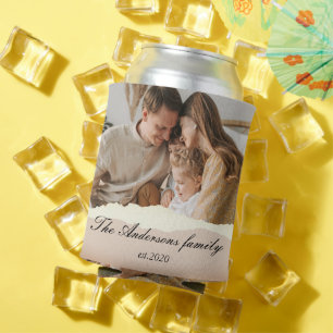 Modern Family Photo & Personalized Name Gift Can Cooler