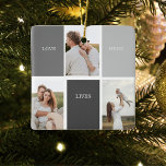 Modern Family Photo & Personalized Name Gift Ceramic Ornament<br><div class="desc">Modern Family Photo & Personalized Name Gift</div>