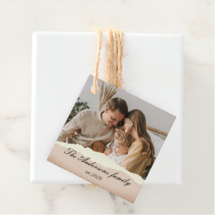 Modern Family Photo & Personalized Name Gift Favour Tags