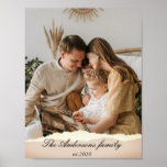 Modern Family Photo & Personalized Name Gift Poster<br><div class="desc">Modern Family Photo & Personalized Name Gift</div>