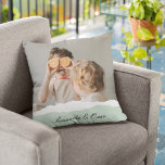 Modern Family Photo & Personalized Name Mint Gift Outdoor Pillow<br><div class="desc">Introducing the Modern Family Photo & Personalized Name Mint Gift! This unique and thoughtful gift is designed to celebrate and cherish your family's special moments.Give the gift of cherished memories and personalized sweetness with the Modern Family Photo & Personalized Name Mint Gift. It's a meaningful and delightful way to celebrate...</div>