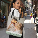 Modern Family Photo & Personalized Name Mint Gift Tote Bag<br><div class="desc">Introducing the Modern Family Photo & Personalized Name Mint Gift! This unique and thoughtful gift is designed to celebrate and cherish your family's special moments.Give the gift of cherished memories and personalized sweetness with the Modern Family Photo & Personalized Name Mint Gift. It's a meaningful and delightful way to celebrate...</div>