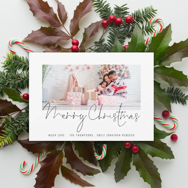 Modern Family Photo Script Merry Christmas Card (Creator Uploaded)