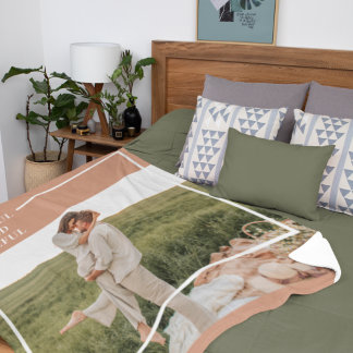 Modern Family Photo | Thankful Blessed Grateful Fleece Blanket