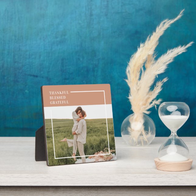 Modern Family Photo | Thankful Blessed Grateful Plaque (Insitu)