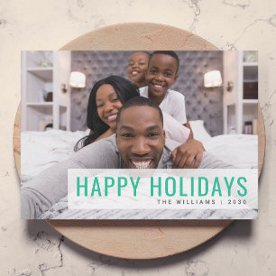 Modern Family Photo   Vibrant Green Christmas Holiday Card