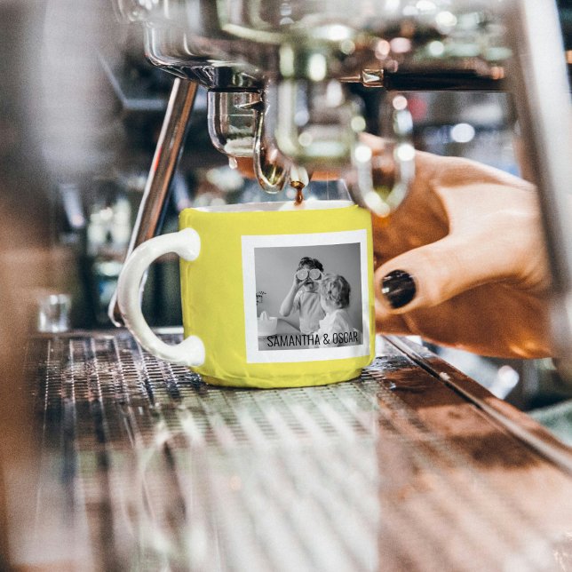 Modern  Family Photo Yellow Simple Lovely Gift Espresso Cup (Creator Uploaded)