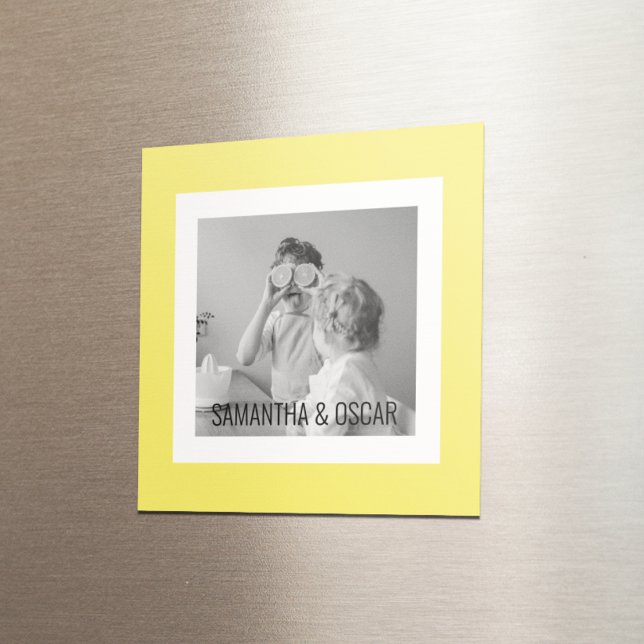 Modern  Family Photo Yellow Simple Lovely Gift Magnet (Creator Uploaded)