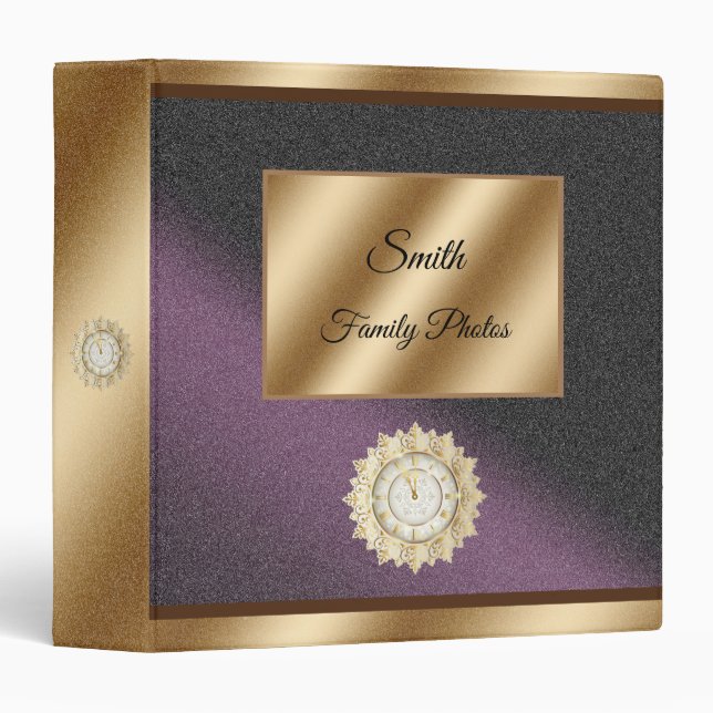 Modern Family Photos Black Purple 3 ring binder (Front/Spine)