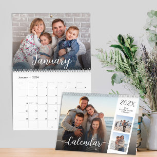 Modern Family Photos Script Overlay 2024 Calendar