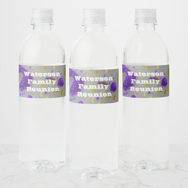 Modern Family Reunion Paint Splatter Event Water Bottle Label (Bottles)