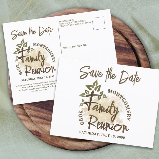 Modern Family Reunion Tree Save the Date Postcard (Creator Uploaded)