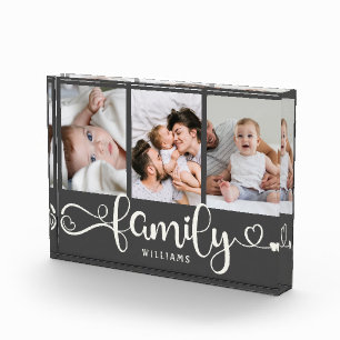 Modern Family Script Collage Simple Elegant Photo 