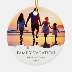 Modern Family Vacation Elegant Family Trip Photo Ceramic Ornament
