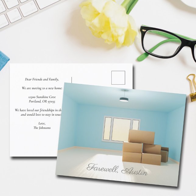 Modern Farewell Change of Address New Home Room Postcard (Creator Uploaded)