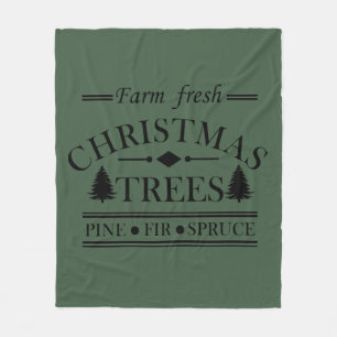 Modern Farm Fresh Christmas Pine Trees Fleece Blanket