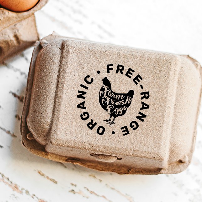 Modern Farm Fresh Eggs Typography Chicken Self-inking Stamp (Creator Uploaded)