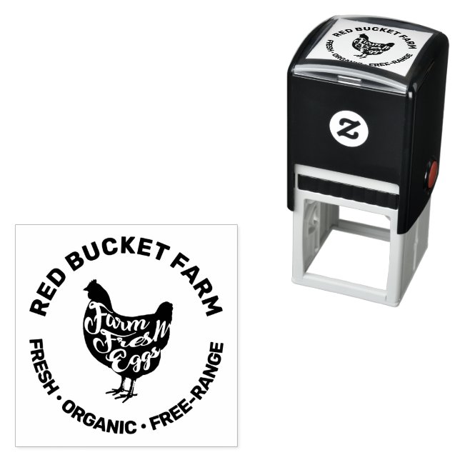 Modern Farm Fresh Eggs Typography Chicken Self-inking Stamp (In Situ)