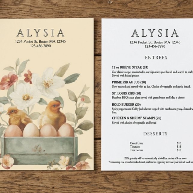 Modern Farm to Table Restaurant  Menu (Creator Uploaded)