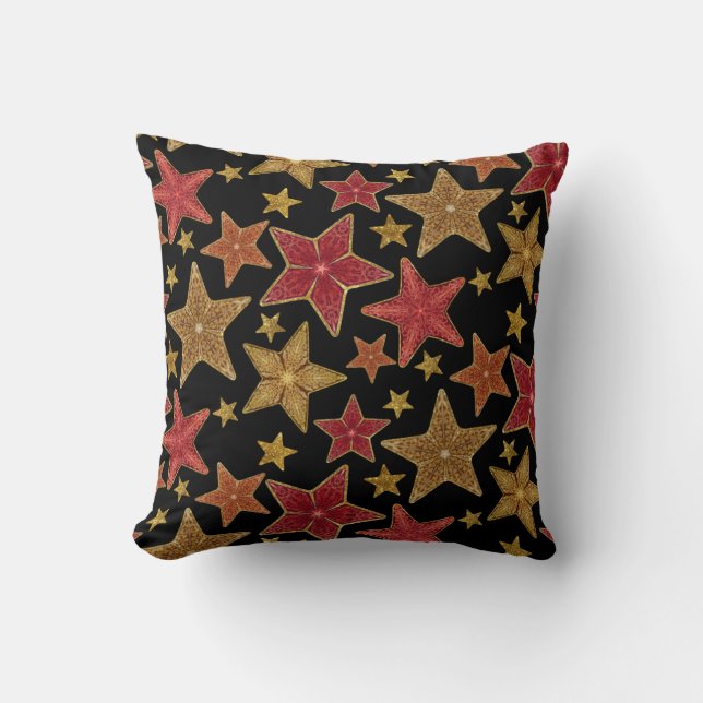 Modern Farm Watercolor Art Christmas Star Pattern Throw Pillow (Front)