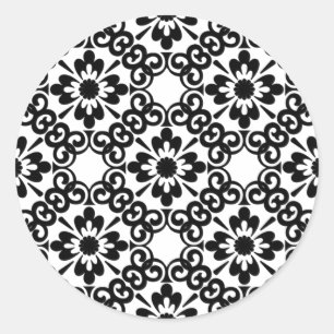MODERN FARMHOUSE BLACK AND WHITE TILE CLASSIC ROUND STICKER