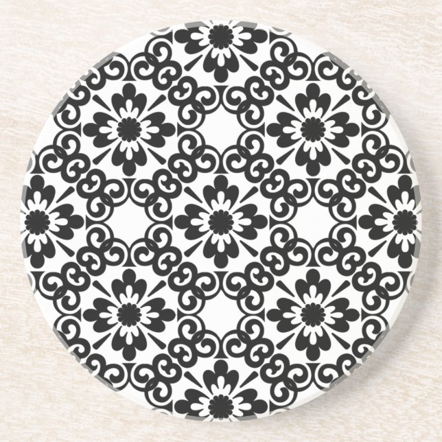 MODERN FARMHOUSE BLACK AND WHITE TILE COASTER (Front)