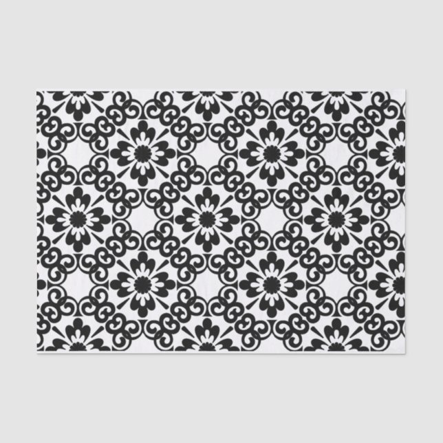 MODERN FARMHOUSE BLACK AND WHITE TILE TISSUE PAPER (Front)