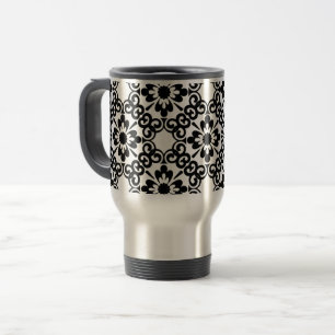 MODERN FARMHOUSE BLACK AND WHITE TILE TRAVEL MUG