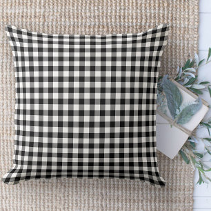 Modern Farmhouse Black & White Gingham Couch Throw Pillow