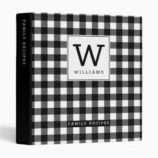 Modern Farmhouse Buffalo Plaid Monogram Recipe Binder