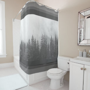 Modern Farmhouse Cabin Black White Tree Forest